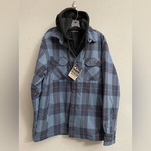 DRAKE WATERFOWL Campfire Flannel Hoodie Zip Up Spellbound Heather - Size L